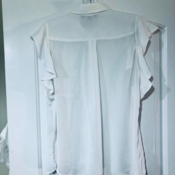 Sheer White David Lerner Ruffle Sleeve Button-Down - NWOT! - Picture 2 of 6